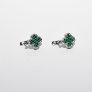 Four Leaf Clover Malachite Earrings Sterling Silver  - Karina Constantine