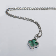 Load image into Gallery viewer, Four Leaf Clover Malachite Pendant Necklace Sterling Silver - Karina Constantine jewellery
