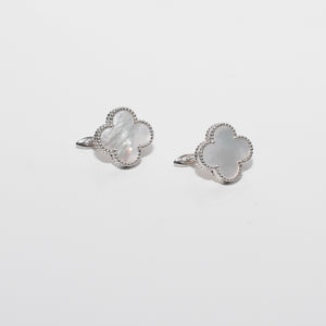 Four Leaf Clover Mother of Pearl Earrings Sterling Silver - Karina Constantine