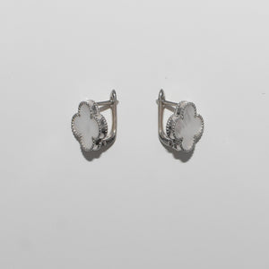 Four Leaf Clover Mother of Pearl Earrings Sterling Silver - Karina Constantine