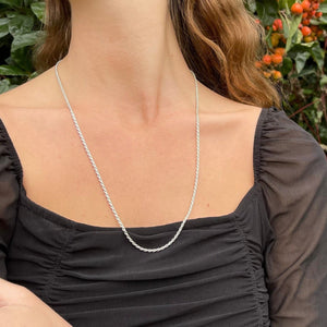 Silver Long Rope Chain Necklace Sterling Silver - Karina Constantine jewellery