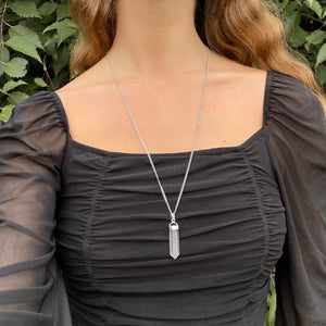 Clear Quartz Crystal Pendant Necklace Sterling Silver - Karina Constantine jewellery