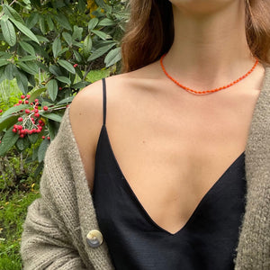 Orange Coral Beaded Gemstone Choker - Karina Constantine jewellery