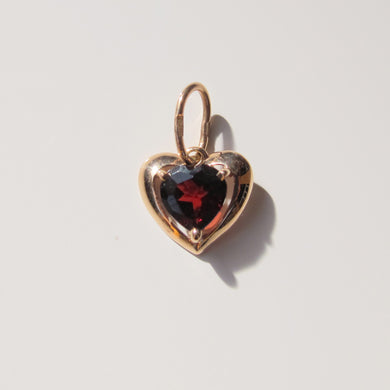 Garnet Heart Pendant Charm 14-Karat Rose Gold - Karina Constantine Jewellery