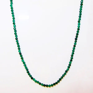 Green Agate Beaded Gemstone Necklace Sterling Silver - Karina Constantine jewellery