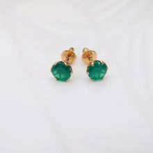 Load image into Gallery viewer, Green Chalcedony Stud Earrings 14-Karat Rose Gold - Karina Constantine Jewellery
