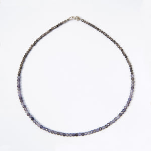 Grey Cordierite Beaded Gemstone Choker Sterling Silver - Karina Constantine jewellery