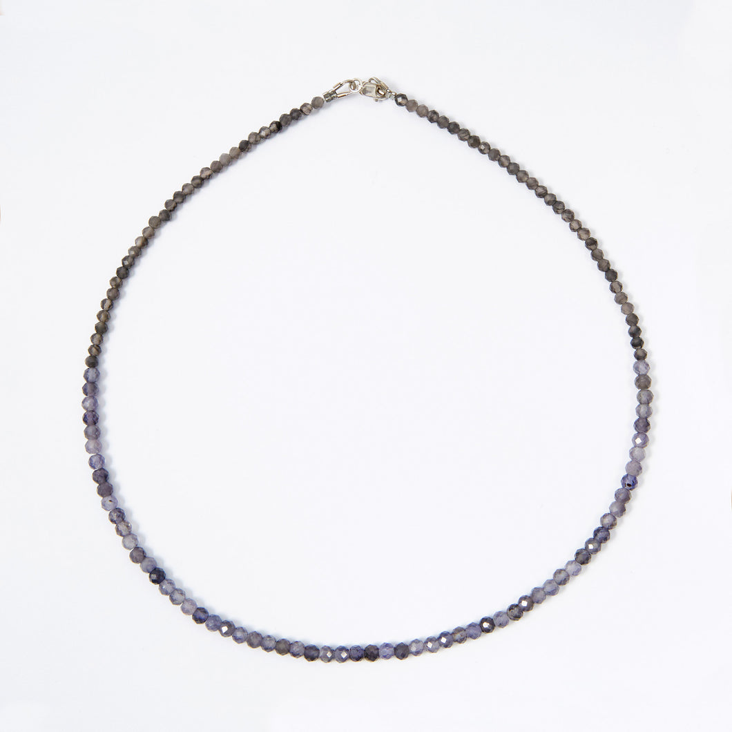 Grey Cordierite Beaded Gemstone Choker Sterling Silver - Karina Constantine jewellery