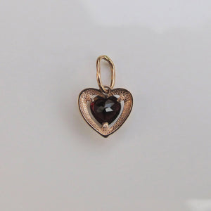 Garnet Heart Pendant Charm 14-Karat Rose Gold