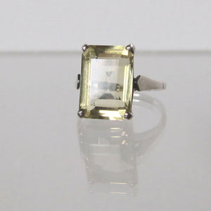 Lemon Quartz Silver Cocktail Ring Art Deco Style Circa 1960s - Karina Constantine Jewellery