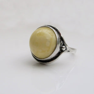 Amber Round Ring Sterling Silver -Karina Constantine jewellery