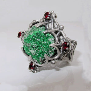 Uvarovite Garnet Statement Ring Sterling Silver - Karina Constantine Jewellery