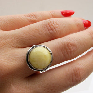 Amber Round Ring Sterling Silver -Karina Constantine jewellery