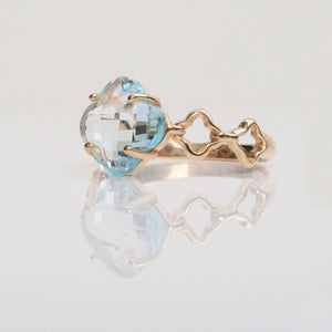 Four Leaf Clover Blue Topaz Ring 14-Karat Rose Gold - Karina Constantine Jewellery