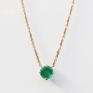 Green Agate Solitaire Necklace 14-Karat Rose Gold - Karina Constantine Jewellery