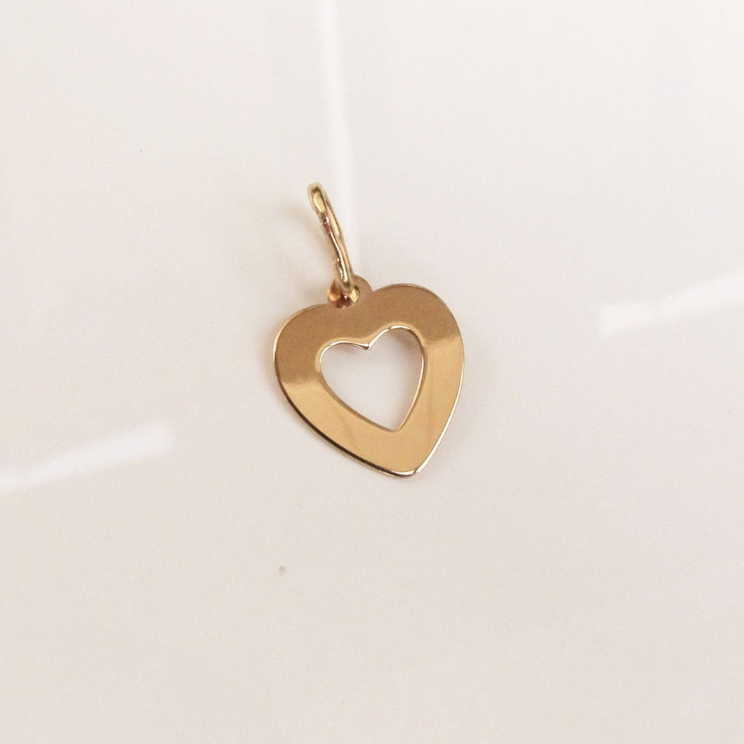 Open Heart Charm Pendant 14-Karat Rose Gold - Karina Constantine jewellery