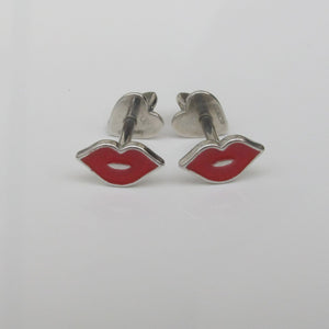 Red Lips Enamel Stud Earrings Sterling Silver - Karina Constantine Jewellery