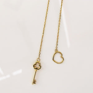 Key To My Heart Lariat Necklace 14-Karat Yellow Gold - Karina Constantine Jewellery