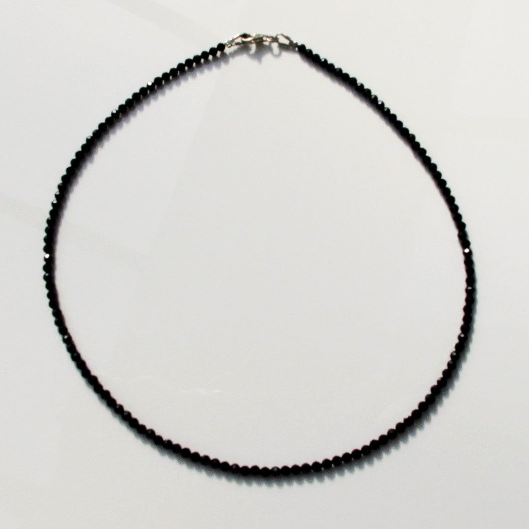 Black Spinel Beaded Gemstone Choker Sterling Silver - Karina Constantine Jewellery