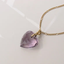 Load image into Gallery viewer, Amethyst Heart Pendant Necklace 9-Karat Rose Gold Circa 1900s - Karina Constantine jewellery
