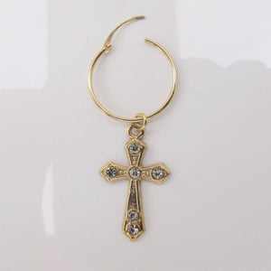 Cross Hoop Earring 9-Karat Yellow Gold - Karina Constantine Jewellery