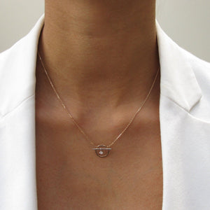 Circle Toggle Necklace 14-Karat Rose, White Gold - Karina Constantine Jewellery