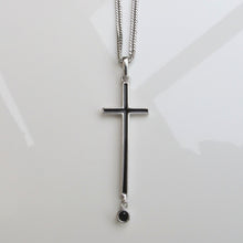 Load image into Gallery viewer, Black Enamel Cross Necklace Sterling Silver - Karina Constantine Jewellery
