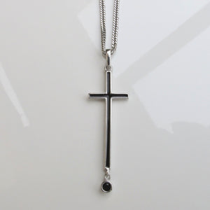 Black Enamel Cross Necklace Sterling Silver - Karina Constantine Jewellery