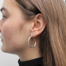 Load image into Gallery viewer, Chunky Midi Hoop Earrings Sterling Silver - Karina Constantine jewellery
