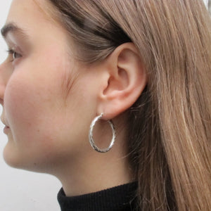 Chunky Midi Hoop Earrings Sterling Silver - Karina Constantine jewellery