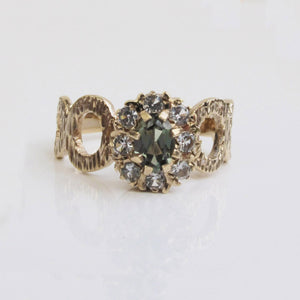 Green Tourmaline & White Topaz Ring 9-Karat Yellow Gold Circa 1970s - Karina Constantine jewellery