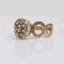 Load image into Gallery viewer, Green Tourmaline &amp; White Topaz Ring 9-Karat Yellow Gold Circa 1970s - Karina Constantine jewellery
