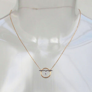 Circle Toggle Necklace 14-Karat Rose, White Gold - Karina Constantine Jewellery