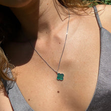 Load image into Gallery viewer, Four Leaf Clover Green Agate Pendant Necklace Sterling Silver - Karina Constantine jewellery
