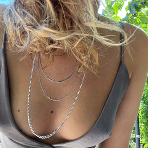 Silver Long Curb Chain Necklace Sterling Silver - Karina Constantine