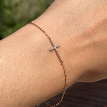 Load image into Gallery viewer, Diamond Cross Bracelet 14-Karat Rose Gold - Karina Constantine jewellery
