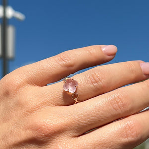 Four Leaf Clover Rose Quartz Ring 14-Karat Rose Gold - Karina Constantine jewellery