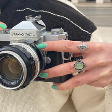 Load image into Gallery viewer, Emerald &amp; Diamond Ring Art Deco Style Sterling Silver - Karina Constantine Jewellery
