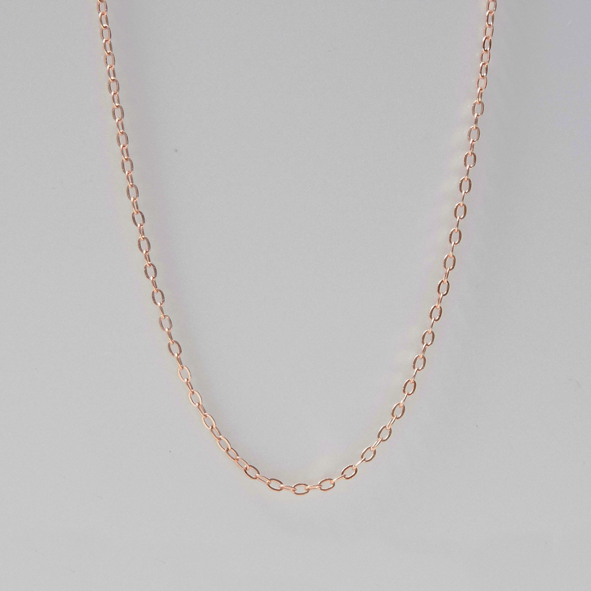 Gold Short Flat Link Cable Chain Necklace 14 Karat Rose Gold