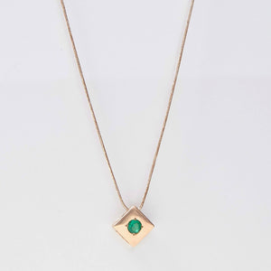 Emerald Pendant Necklace 14-Karat Rose Gold - Karina Constantine jewellery