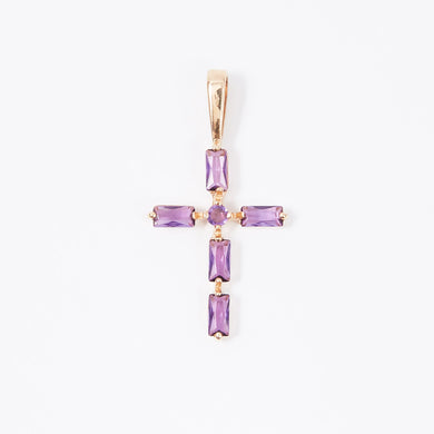 Amethyst Cross Pendant 14-Karat Rose Gold - Karina Constantine Jewellery