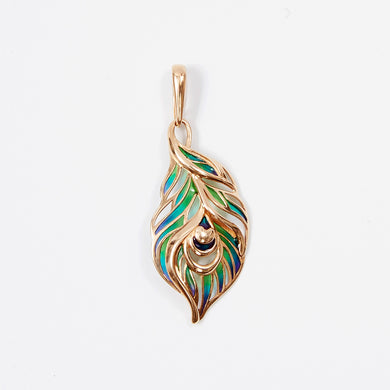 Enamel Feather Pendant 14-Karat Rose Gold - Karina Constantine Jewellery