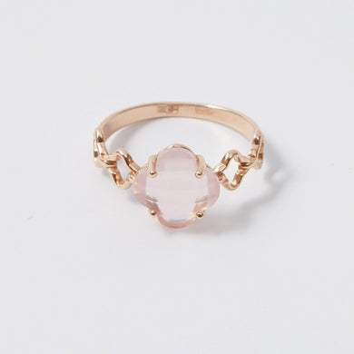 Four Leaf Clover Rose Quartz Ring 14-Karat Rose Gold - Karina Constantine jewellery