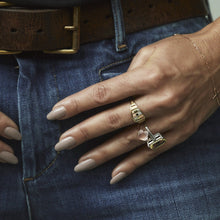 Load image into Gallery viewer, Four Leaf Clover Rose Quartz Ring 14-Karat Rose Gold - Karina Constantine jewellery
