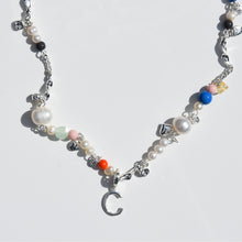 Load image into Gallery viewer, Initial Charm Freshwater Pearl Beaded Necklace Silver Plated
