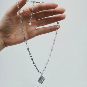 Love Letter Paperclip Necklace Sterling Silver - Karina Constantine jewellery