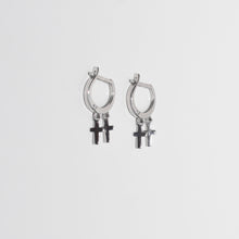 Load image into Gallery viewer, Mini Crosses Hoop Earrings Sterling Silver
