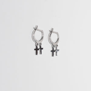 Mini Crosses Hoop Earrings Sterling Silver