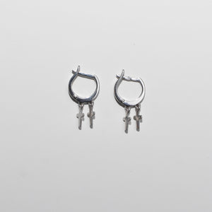 Mini Crosses Hoop Earrings Sterling Silver