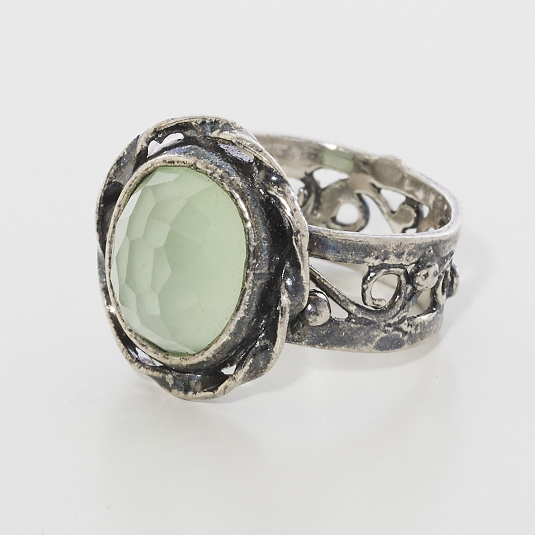 Mint Green Quartz Ring Sterling Silver - Karina Constantine Jewellery